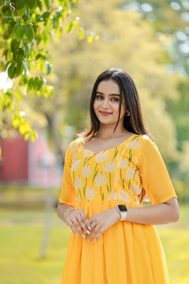Pooja F georgette dress With Feeding Zip